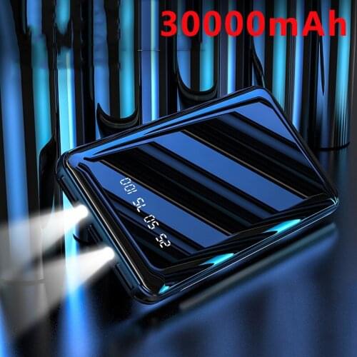 30000mAh Power Bank One-way Quick Charge Powerbank Portable External Battery With Flashlight Fast Charging for Xiaomi IPhone