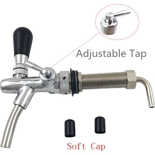 Adjustable G5/8 Kegerator Draft Shank Beer Tap Faucet with Flow Controller Chrome Plating Home Brew Bar Beer Wine Making Tool