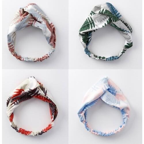 Bohemian Style Summer Vintage Flower Elastic Hairband Women Hair Accessories Turban Twist Cross Floral Headband Scrunchie