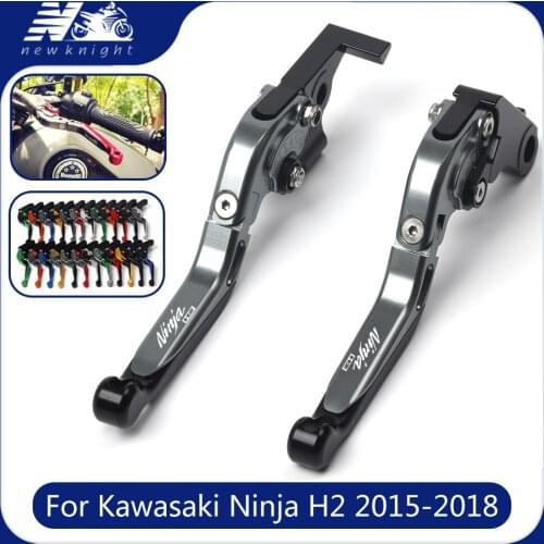 With Logo For Kawasaki H2R Ninja H2 NinjaH2 2015-2018 Motorcycle CNC Aluminum Adjustable Foldable Brake Clutch Lever Accessories