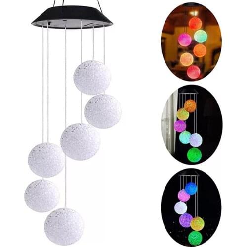 Solar String Light Color Changing Wind Chimes Lamp LED Ball Decorative Hanging Light for Yard Outdoor Garden Decor Hanging Light