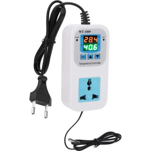 Temperature Controller Digital Dual Display Electronic Control Socket 10A WT-1009 110-220V Digital Temperature Controller