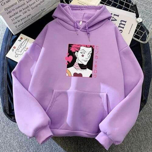 Hisoka Morow Hoodie Japanese Anime Womens Hooded Sweatshirt Harajuku Full-time Hunter Anime Print Casual Oversize Women Hoodie