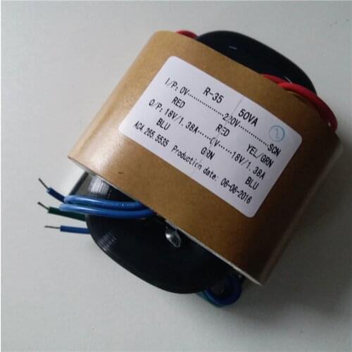 18V-0-18V 1.38A R Core Transformer 50VA custom transformer 220V input with copper shield output for Power amplifier