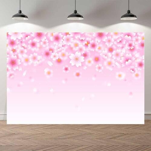 SeekPro Spring Backdrop Baby Shower Birthday Wedding Party Decoration Blossom Flowers Pink Theme Backgrounds for Photo Studio