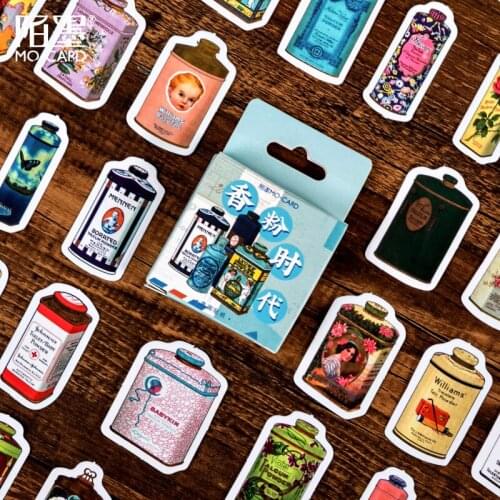 45P Vintage Girl Perfume Bottle Stationery Sticker Scrapbook Seal Creative DIY Diary Journal Decorative Adhesive Paper Supplies