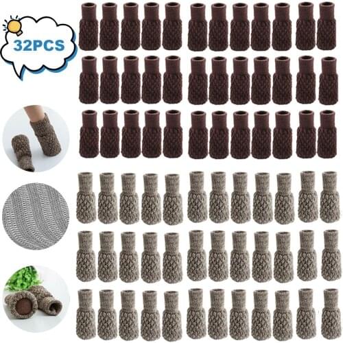 32 Pcs Knitted Wool Chair Leg Socks Non-slip Furniture Legs Protection Covers Pads Thickening Table Feet Caps Floor Protectors