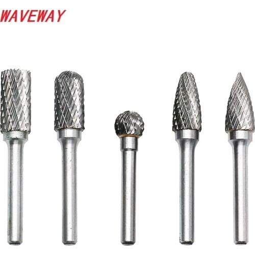 Waveway 5pcs/Set Head 6x10mm CNC Tool Grinders Accessories Tungsten Carbide Rotary File Woodworking Milling Cutter Polishing