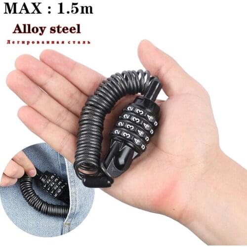 Alloy steel cable lock Super Mini 4 Digit password Bicycle Scooter Helmet Bike Children Kids bag Anti theft Portable Retractable
