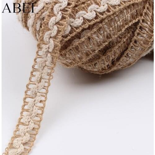 10Yards 15mm Knitted Cotton Thread Burlap Lace Trims DIY Jute Hemp Rope Ribbon Handmade Crafts Floral Accessories Ribbons