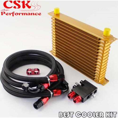 15 Row 262mm AN10 Trust Oil Cooler Kit Fits For BMW N54 Twin Turbo 135i E82 335i E90 E92 E93 Gold
