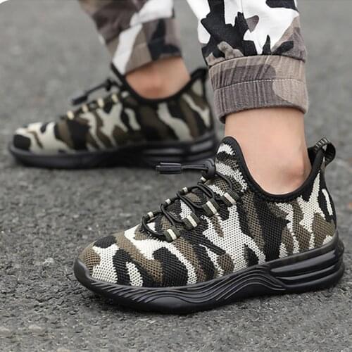 2020 Children Camouflage LED Shoes Boys Knit Mesh Breathable Running Sports Shoes Luminous Sole Anti-Slip Casual Kids Sneakers