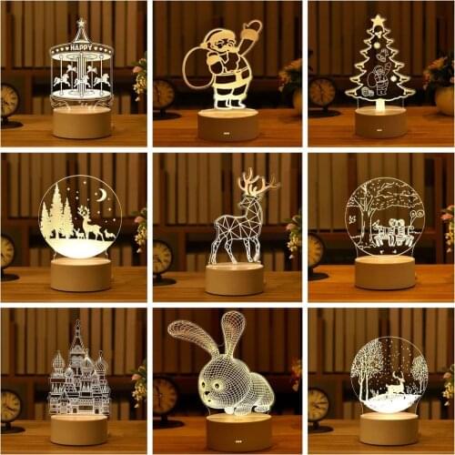 3D Night Lamp Desktop Night Light Boys and Girls Holiday new Year Gift Christmas Decorative Bedroom Bedside Table Lamp Navidad