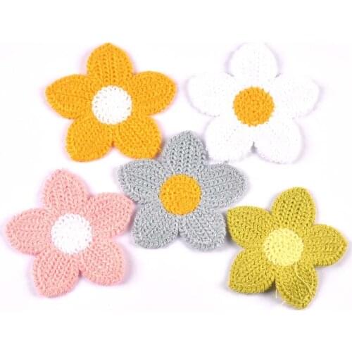5Pcs/lot Lace Flower Appliques for DIY Hat Clothes Sewing Supplies Headwear Decor Stick-on Patches 67mm