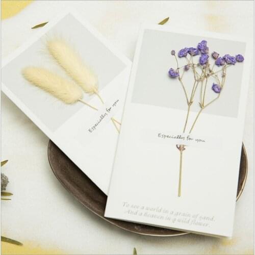 50pcs Creative Blank Paper Greeting Card with Envelope Handmade Dry Flower Christmas card Wedding Party Invitation Envelopes