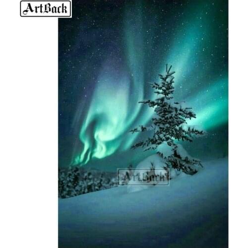 5d diamond painting northern lights scenery cross stitch full square diamond mosaic winter cedar pattern new 3d diamond