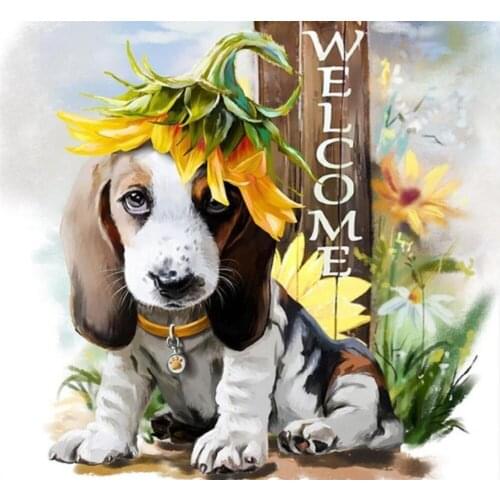 5D DIY Diamond Painting Cross Stitch Crystal Round Mosaic Full Diamond Embroidery Dog Rhinestone Pattern Decor Painting