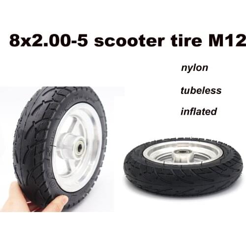 8x2.00-5 inch tire M12 for electric scooter tire pneumatic tire nylon wheel and alloy hub non-slip tubeless tires