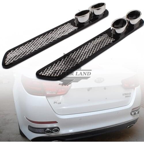 Car Tail Pipe Emblem Badge Decal Symbol Sticker Simulation Grid Double Cylinder Exhaust Pipe Decorative Sticker Black+Chrome