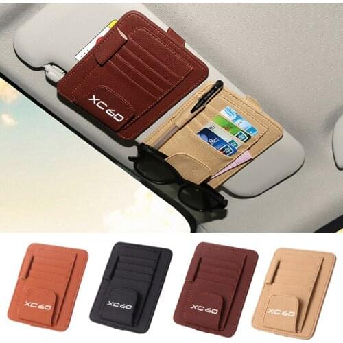 Car Accessories for VOLVO XC60 Sunglasses Clip Car Storage Bag Multifunctional Sun Visor Bill Business Card Holder Storage Box