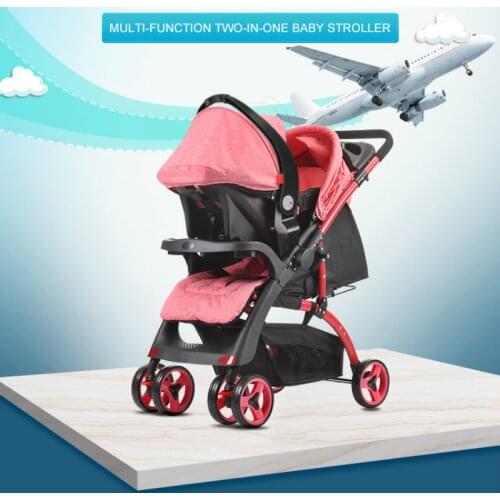 2019 New 2 In 1 Baby Stroller Can Sit Foldable Newborn Travel System Pram Four-wheeled with Car Seat Stroller Baby 3C