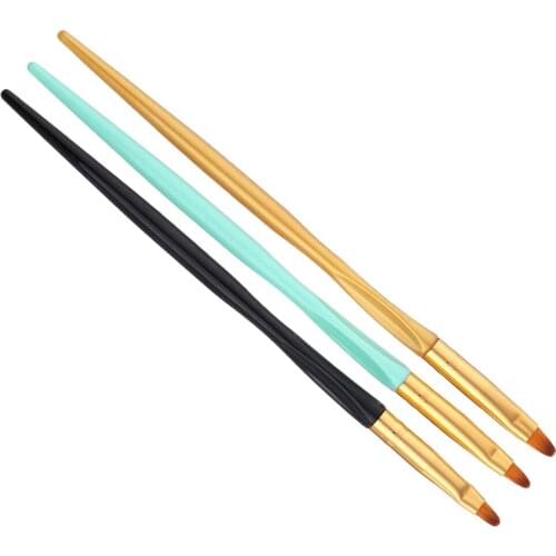 3Pcs 3 Sizes Nail Art Liner Brushes UV Gel Painting Acrylic Nail Brush Pen with Metal Diamond Acrylic Handle