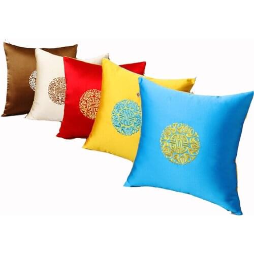 Fine Embroidery Luxury Chair Covers Christmas China Cushion Cover Pillow Case Office Home Decoative Silk Cover Cushion Pillow