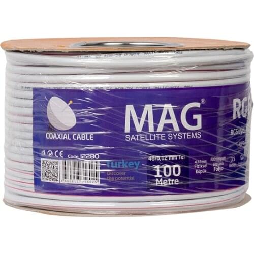 MAG RG6/U4 0.80 MM 48*0.12 WIRE CCS PULLEY ANTENNA CABLE YERLİ PRODUCTION (100 METERS)