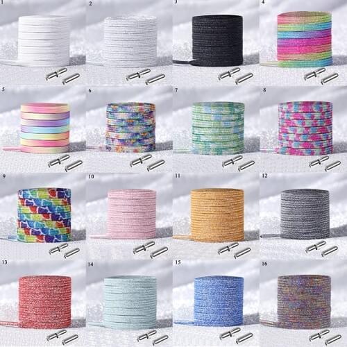 Fashion 100cm Metal Glitter Flat Shoelaces Shoe Laces Sneaker Sport Shoe Colored Available Running Shoelace Bootlaces Kids Adult