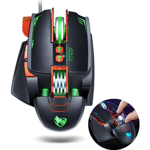 V9 USB Wired Programmable Gaming Mouse 3200DPI Adjustable Backlight 8 Custom Button Mechanical Gaming Mice for Pro Gamer/LOL
