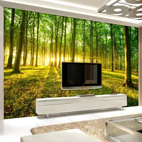 Photo Wallpaper Modern 3D Stereo Forest Sunshine Nature Scenery Photo Wall Murals Living Room TV Sofa Backdrop Wall Home Decor
