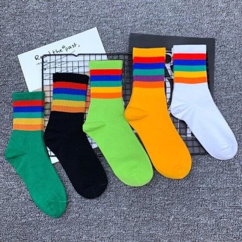 Patchwork Sock Men Colorful Striped Crew Adult Man Sock Standard Sox High Quality Hip Hop Cotton Spring Autumn Trendy Calcetines