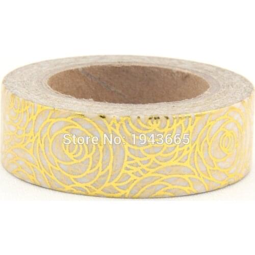 NEW 1PCS Glitter Gold Foil 10M Paper Washi Tapes Flower Leaves Pattern Masking Tape for Adhesive Scrapbooking