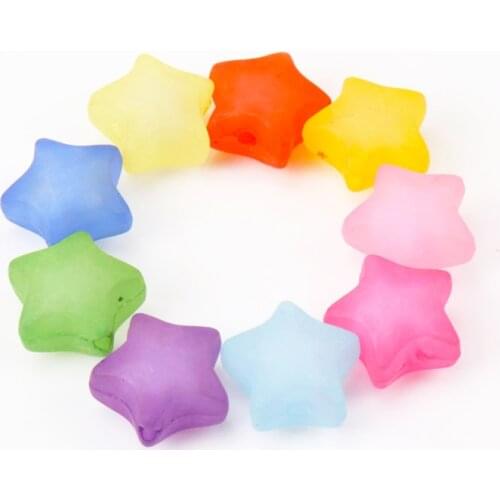 New Hot Scrub Star Beads Wholesale Mixed Acrylic Round Loose Beads Handmade Jewlery Accessory 14mm 20pcs