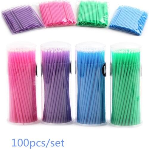 NEWCOME 100Pcs/Set Disposable Makeup Brushes Micro brushes Eyelash Extension Tools Individual Lash Removing Tools Swab