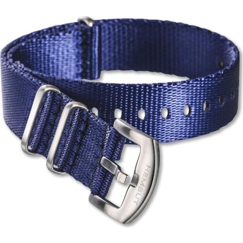 Nato Watch Band Nylon Blue One piece Replace Seatbelt Watch Straps For Men or Women Watch 18mm 20mm 22mm 24mm