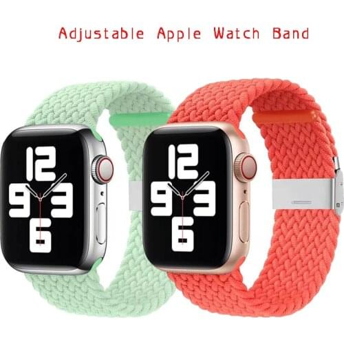 Braided Watchband for AppleWatch 6 44mm 40mm Accessories Nylon WristBand Bracelet Adjustable Braided Watchband