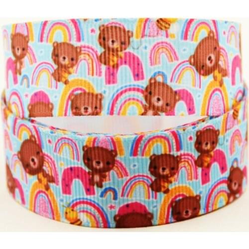 22mm 25mm 38mm 75mm Bear cartoon printed Grosgrain Ribbon party decoration 10 Yards X-04385