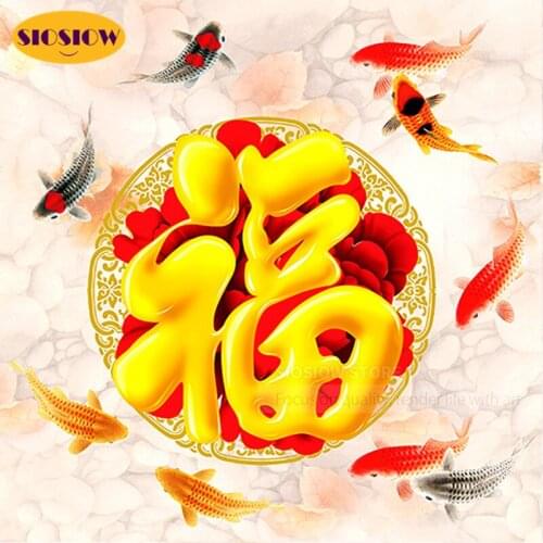 SIOSIOW 5d Diamond Embroidery Rhinestones Painting Round 3d Diamond Painting Koi Karpers China Full Square Drill Decor Home Room