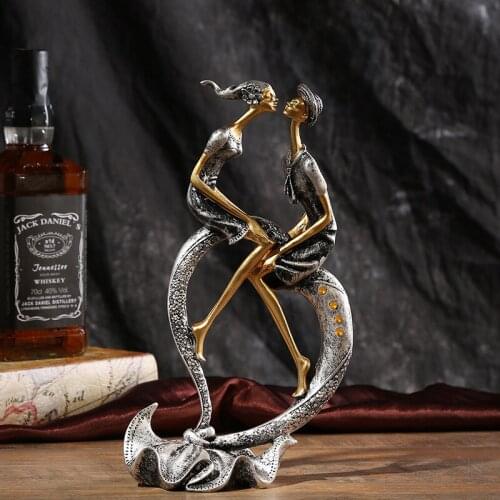 Modern Home Decor Abstract Art Resin Couples Figurine Figure Statue Studio Decor Ornament Miniature Model