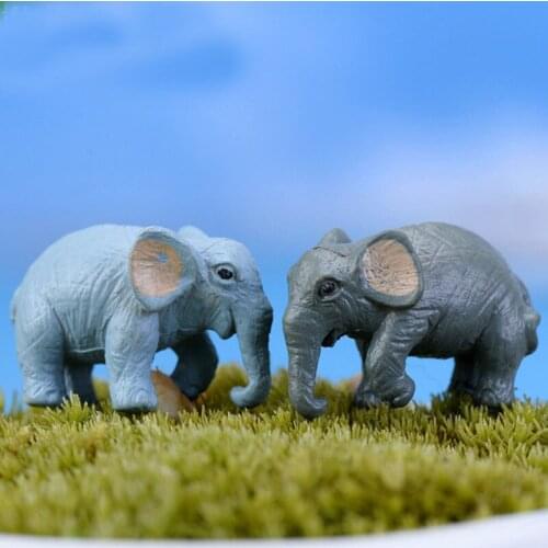 XBJ003 artificial 2 PCS elephant fairy garden miniatures gnomes moss terrariums resin crafts figurines for home garden decor