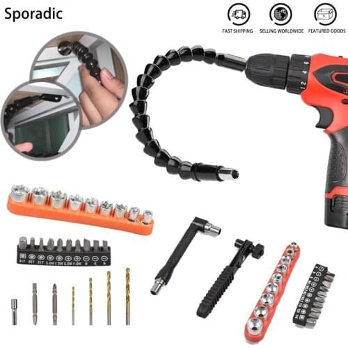 1/4" Electric Drill Screwdriver Bit Set Free turn Cardan Shaft Connection Extension Rod For Auto Repair Power Tools Accessories