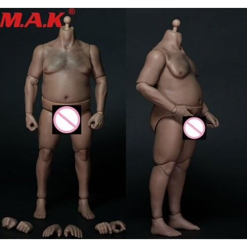 1:6 scale male man plump fat strong body with chest hair for 12 inches men head sculpt gift for husband lose weight
