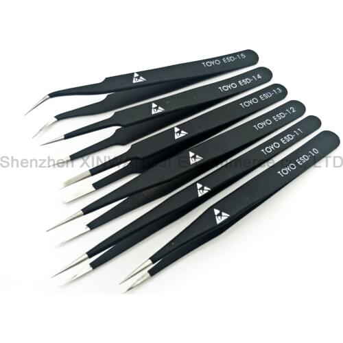1Pcs Precision Stainless Steel Curved or Straight Tweezers TOYO ESD11-15 Choose Anti-static Maintenance Repair Tools