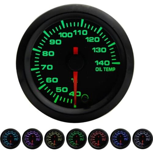 2" 52mm 7 Colors LED Car Oil Temp Gauge 40-140 Celsius Oil Temperature Meter High Speed Stepper Motor With Sensor