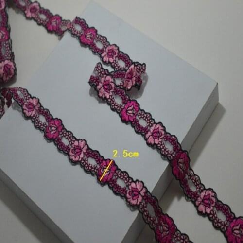 2 Meters/lot Width 2.5cm 3D Rose Embroidery Floral Lace Applique Trim Sewing Fabrics DIY Garment Underwear Cheongsam Hair Band