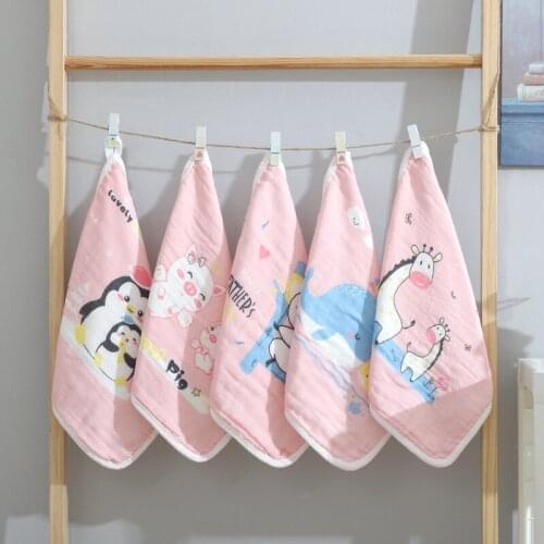 EezKoala 5pcs Baby Face-towel cute cartoon cotton baby towel super soft small square wipes30*30cm muslin swaddle Towel