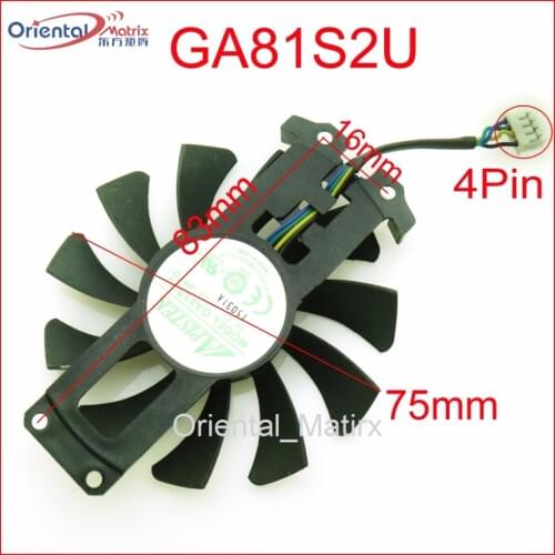 Free Shipping GA81S2U 12V 0.38A 75mm 4Pin Fan For ZOTAC GTX950 GTX960 4G PCI-EDC Graphics Card Fan