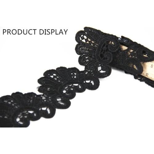 Black Embroidered Trim Venise Lace Ribbon Trimming Scrapbooking Applique Motif Sewing Supplies aviamentos for Costume 28yd/T1163