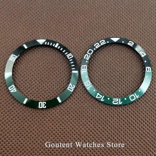 38mm Watch Bezel Black Green With White Marks and Numbers Ceramic Watch Bezel Insert Fit 40mm parnis Watch